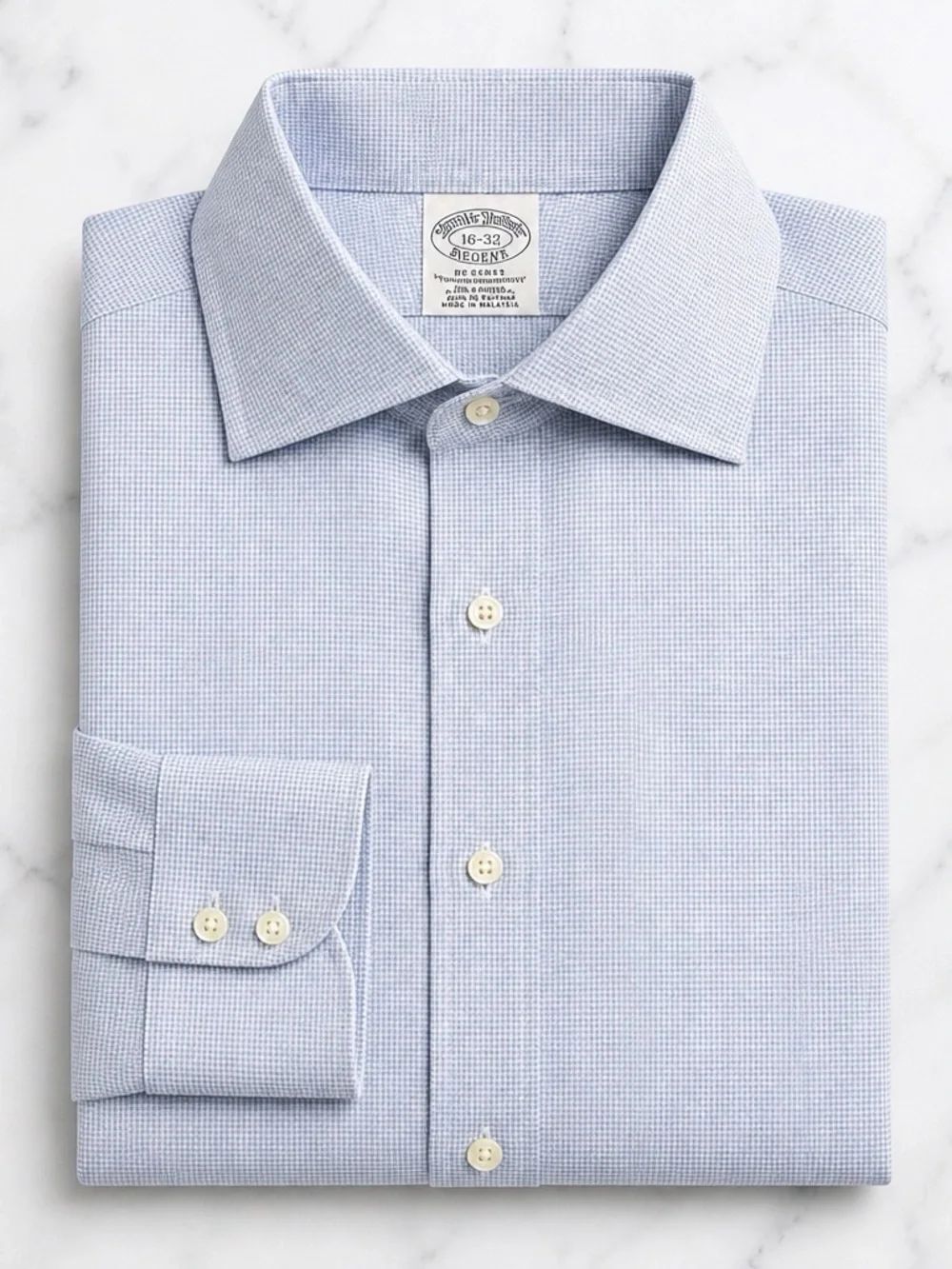 Brooks Brothers Regent Classic Men's Dress Shirt - Light Blue Pin Check